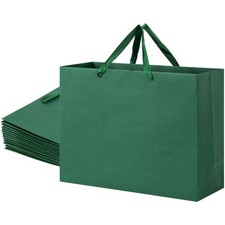 Dark Green Gift Bags, Green Bag with Handles 16 x 6 x 12 Kraft Paper Bags 12 ...