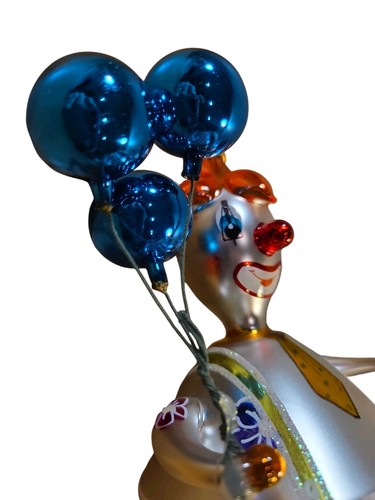 Christopher Radko BOBBLES CLOWN Italian Glass Ornament Blue Balloons VINTAGE - Picture 7 of 15