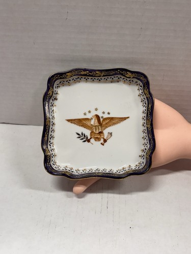 Mottahedeh Diplomatic American Eagle Porcelain Trinket Tray Vintage Square 4.5 - Picture 3 of 12