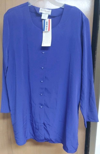 S G Sport Womens 2 Pc Pant Suit Size 1XW Padded Blouse Pants Blue NWT - Picture 7 of 8