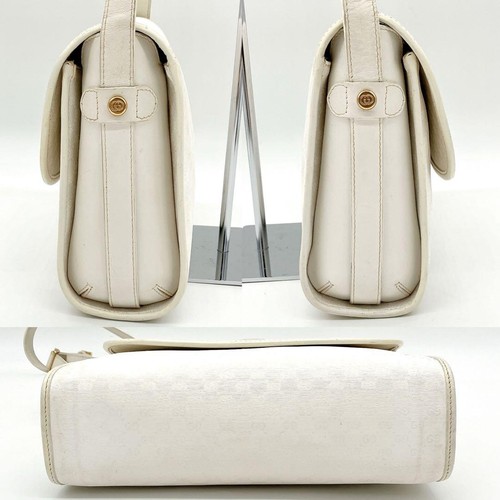 Borsa a tracolla vintage Gucci Micro GG bianca PVC pelle oro ferramenta vecchia Gucci - Foto 4 di 24