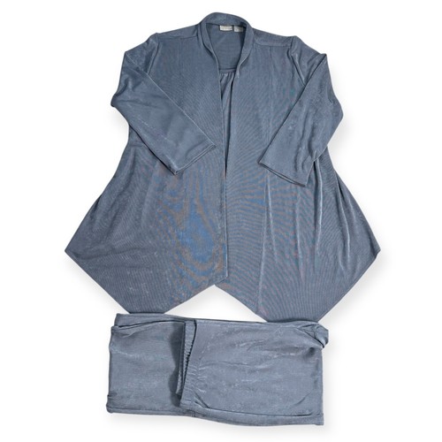 Conjunto Pantalones Chico's Travelers Top Plumero Gris Terciopelo Acetato Spandex Talla 4 4/6 - Imagen 4 de 18