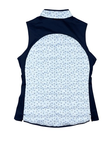 Peter Millar Women’s Fuse Elite Hybrid Paisley Vest White/Navy Medium NWT $225 - Picture 2 of 8