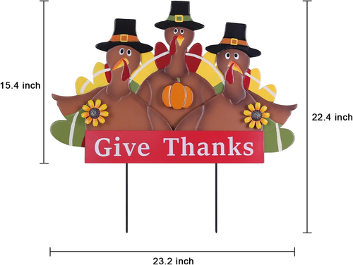 Thanksgiving Decorations Outdoor, 3 Turkey Decorative Garden Stakes for Fall Tha - Picture 3 of 12