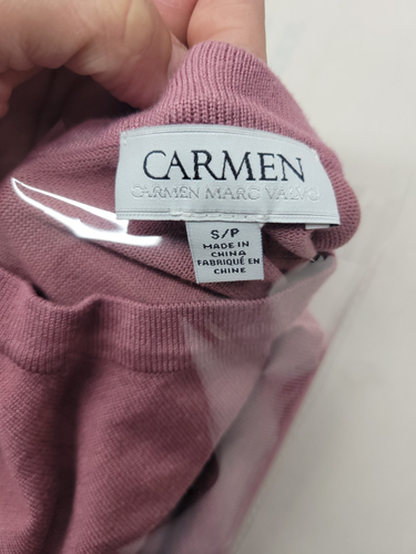 Carmen Marc Valvo Pink Blush Women's Sweater Size Small Black Button Detail - Picture 4 of 18
