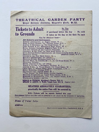 Theatrical Garden Party In Aid Of Actors’ Orphanage Royal Botanic Gardens 1919 - Picture 3 of 3