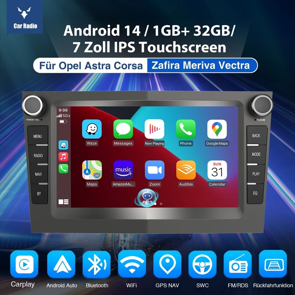 Für Opel Corsa C/D Zafira B Astra G H 32GB Android 14 NAVI Carplay Autoradio GPS - Bild 3 von 4