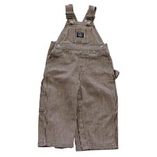 Lakin McKey Brown White Striped Snap Bottom Overalls Size 12 Mo