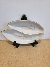 MCM Porcelain Ashtray Dragon Flower Teardrop Winfield Pottery USA Hand Crafted