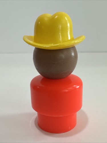 Cappello giallo cowboy contadino afroamericano Vinatge Fisher Price Little People - Foto 4 di 7