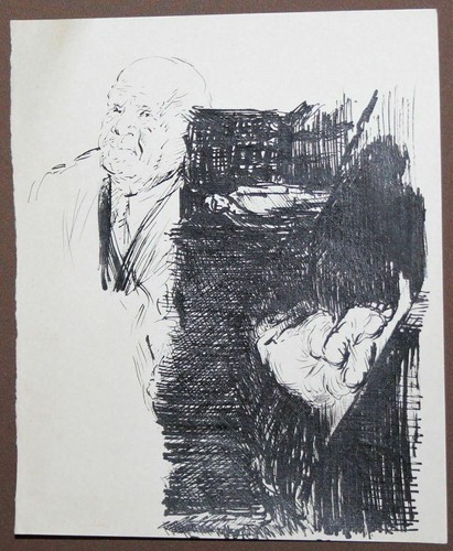 Vintage Tuschemalerei Impressionist Portrait - Bild 2 von 7