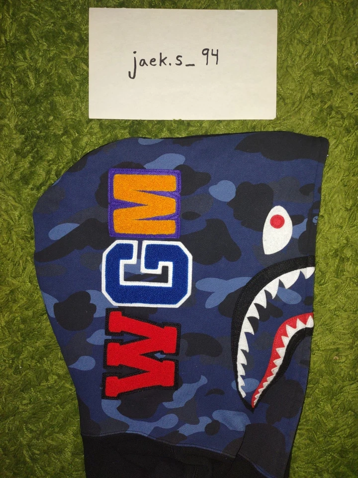 Bape Shark Hoodie Full Zip Half Blue Camo and Black XL rare and authentic - Image 4 of 4