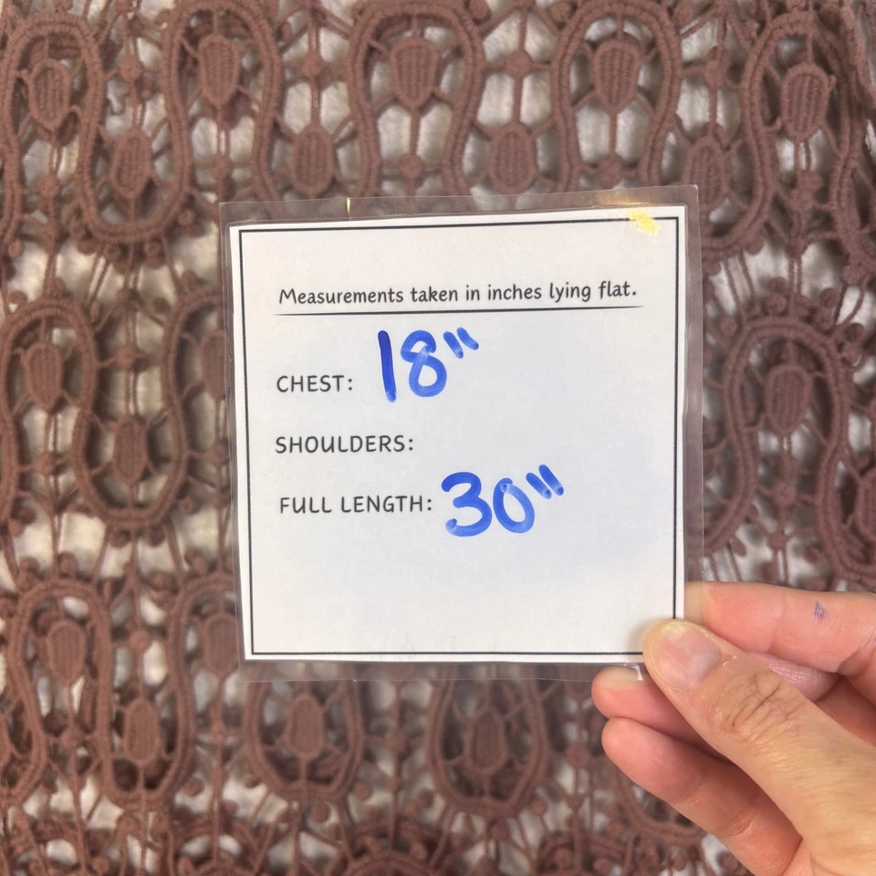 Hazel дымка женщин богемное коричневый крючком бахрома Майка фестиваль пляж Sz M - Изображение 4 из 4