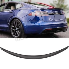 Carbon Fiber Pattern Trunk Spoiler Wing Fits 2021-2025 Tesla Model S All Model