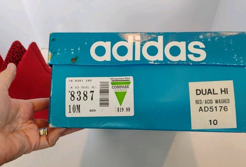 Vtg Adidas Dual Hi Red/Acid Wash Leather Boxing Boots With Cheetah Print,Men 10M - Picture 12 of 16