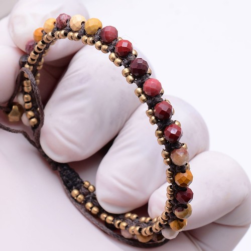 Handgefertigtes natürliches Mookit Jaspis Mikro Makramee 4 mm Perlen Reiki Kristall Armband - Bild 8 von 18