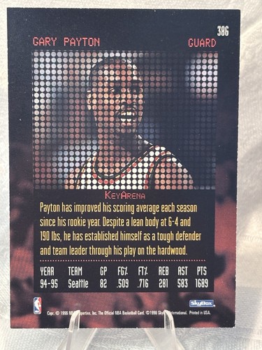 1995-96 NBA Hoops #386 Gary Payton Rock the House Sonics HOF NM - Picture 2 of 3