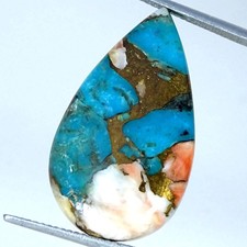 18.20Cts Lab-Created Oyster Copper Turquoise Pear Cabochon Supply 16X28X5MM