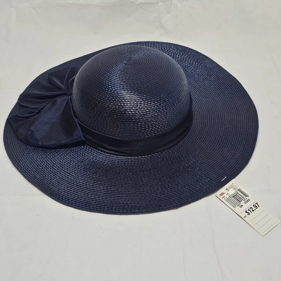 Chapéu de Sol Feminino Vintage Novo com etiquetas Arlin Aba Larga Azul Kmart - Imagem 2 de 4