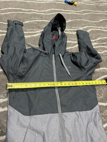 Mens S Oakley Soft Shell 01k Hooded Jacket Gray Adjustable Anorak - Picture 3 of 8