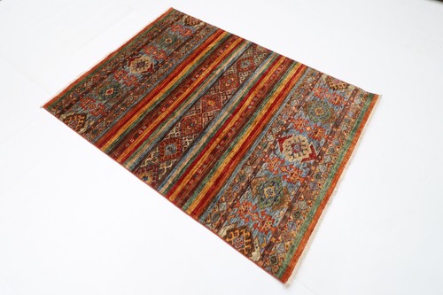 4 x 6 ft Oriental Red Area Rug Afghan Hand Knotted Veg dye Wool Living Room Rug - Picture 2 of 8
