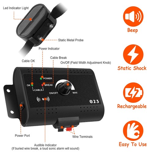 Electric Fence for Dogs, Underground Dog Fence System with 2 Rechargeable Wat... - Picture 5 of 9
