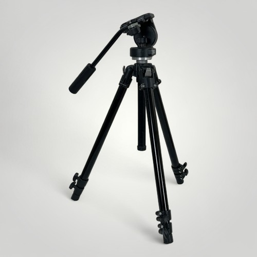 Vintage Bogen Manfrotto 3205 190B Tripod 3126 Pan Head Italy Black Camera Stand - Picture 3 of 11