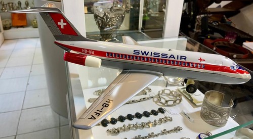 plane DC-9 swisser nomura vintage 70s tin toys made in japan HB-IFA - Picture 2 of 16