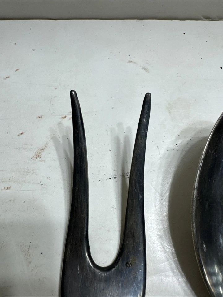 Juego de servir ensaladas (tenedor/cuchara) vintage plateado ESTILO REYES/QUEENAS Foto 3 de 4