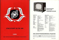 Typen-Blatt RFT VEB Fernsehger&auml;tewerke STASSFURT 1960 Stassfurt 43 TG 101 ( 4106