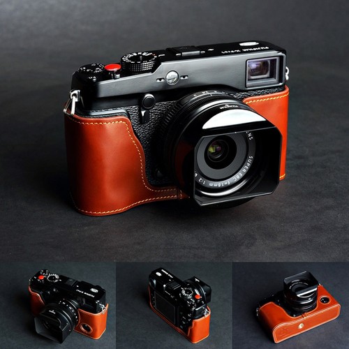 Handmade Vintage real Leather Half Camera Case bag cover for FUJIFILM X-Pro1 - Picture 9 of 9