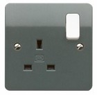 MK - Logic Plus 13A 1 Gang DP Switched Socket, Grey with White Rocker