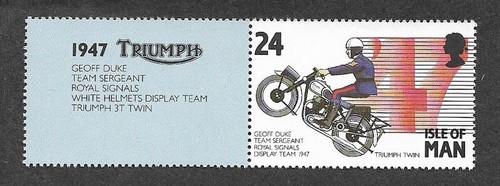 GEOFF DUKE MOTORCYCLES MOTORBIKES ISLE OF MAN 1993 POSTFRISCH OFFIZIELLER STEMPEL