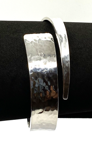 Sterling Siver / 925 Swirl Spiral Hammered Bangle Bracelet - Picture 2 of 7