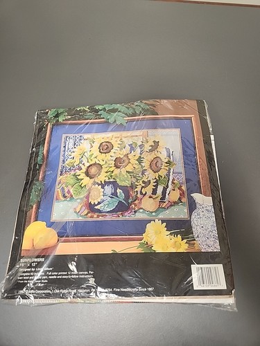 Kit de punta de aguja girasoles BUCILLA 1992 vintage 4661 Linda Gillum 16" x 12" NUEVO - Imagen 1 de 3