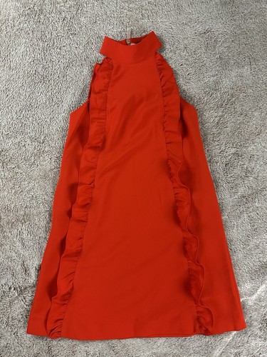 Ted Baker Size 0 Torriya Halter Ruffle Orange Sleeveless Tunic Dress - Picture 15 of 15