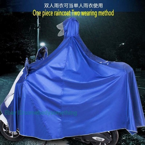 Motorcycle Scooter Raincoat Cape Poncho Rain Proof Coat Waterproof 2 People - Picture 2 of 6