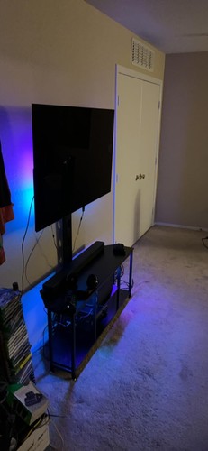 Corner TV Stand Mount LED For 32-60" Height Adjustable Colorful LED Light, Black - Picture 11 of 13