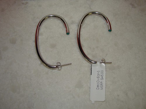 New Stella Valle Silver Tone December Birthstone Half Hoop Earrings MSRP $45 - Picture 3 of 5