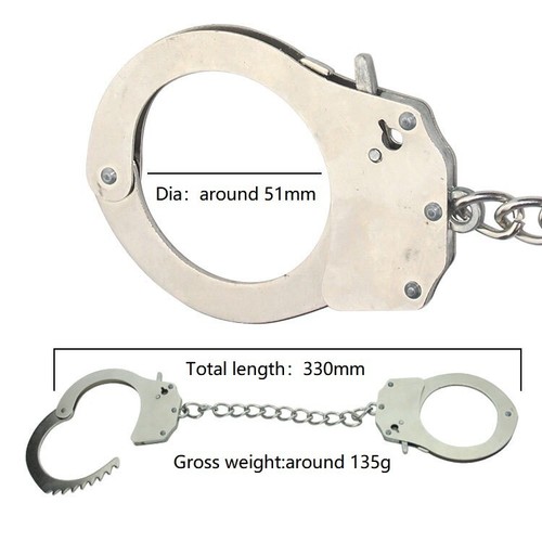 Metal Silver Handcuffs Bondage Accessories BDSM Fancy Dress Cops Robbers - Picture 4 of 5