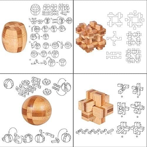 Wooden Brain Teaser Puzzle - 20Pcs IQ Test Game for Adults - 3D Unlock Interl... - Picture 5 of 8