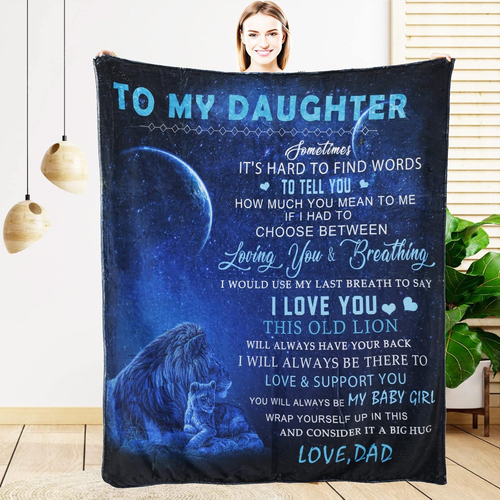 To My Daughter Blanket from Dad Daughter Gift Lion Father Throw Blanket Gift Sup - Picture 10 of 12