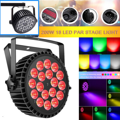 200W RGBW 18 LED Par DMX Stage Light Party Disco Show Wedding Club Metal