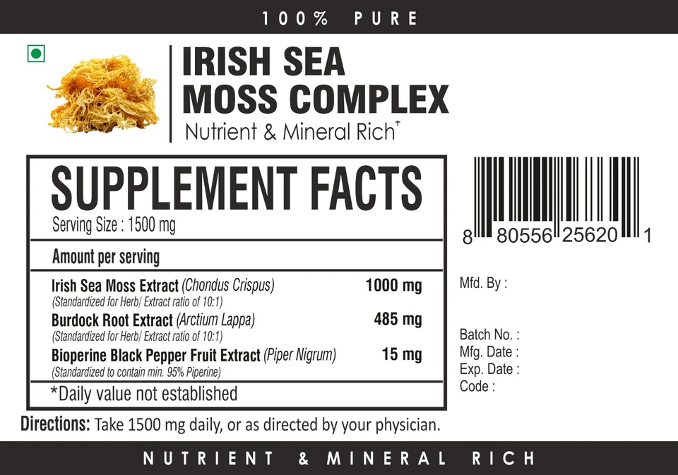 Musgo de mar irlandés con extracto de bardana en polvo rico en nutrientes superalimento natural Foto 3 de 3