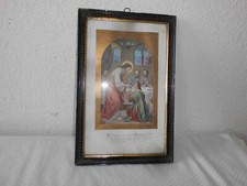 Altes Heiligenbild Abendmahl Heiligenbilder Religion Holzrahmen 34,8 x 22,8 cm