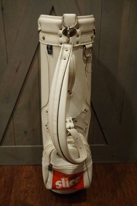 RARE-Vintage-BEN-HOGAN-White-Golf-Bag-034-Orange-Slice-034-LOGO-with-Rain-Cover