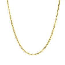 14k Yellow Real Solid Gold Franco Chain Necklace, 1.8mm, 16"