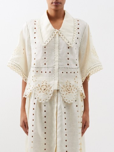 Made to order Colette broderie-anglaise linen blouse and top set - Picture 2 of 4