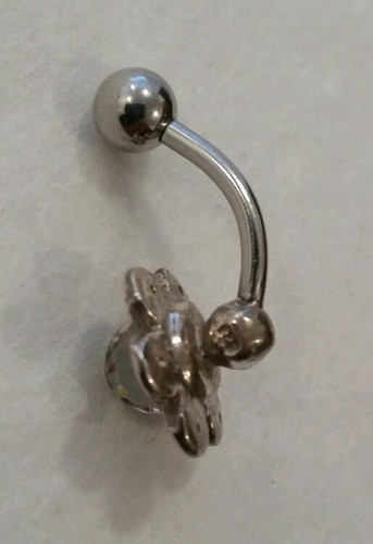 Sterling Silber Schmuck Blume Bauch Ring kommt mit Extra und Kugel - Bild 3 von 5