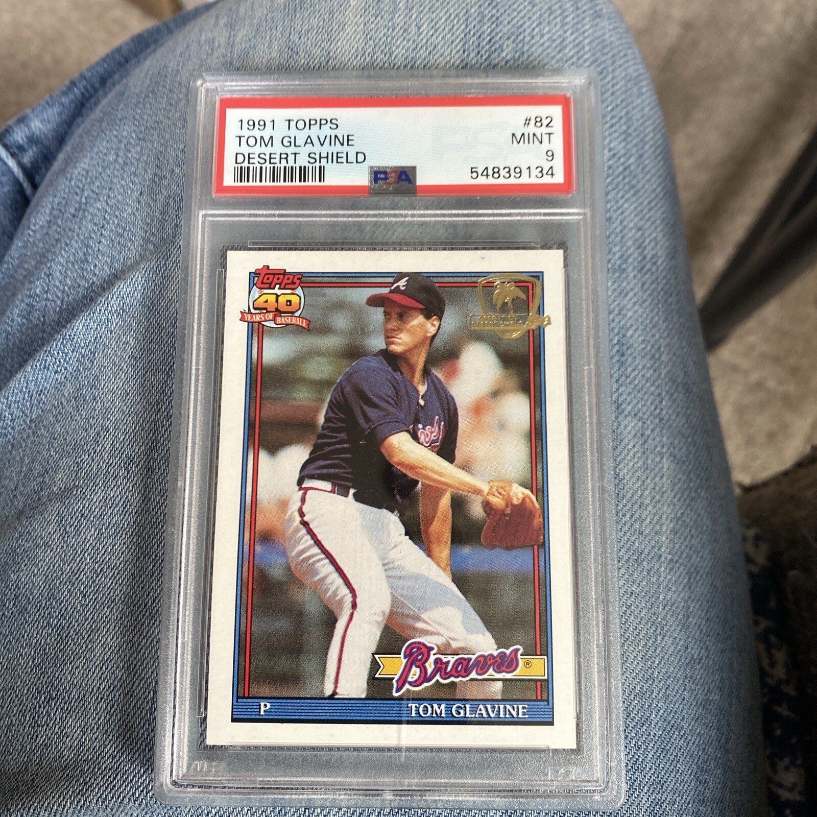 1991 Topps Desert Shield #82 Tom Glavine PSA 9 Atlanta Braves *AUTHENTIC*